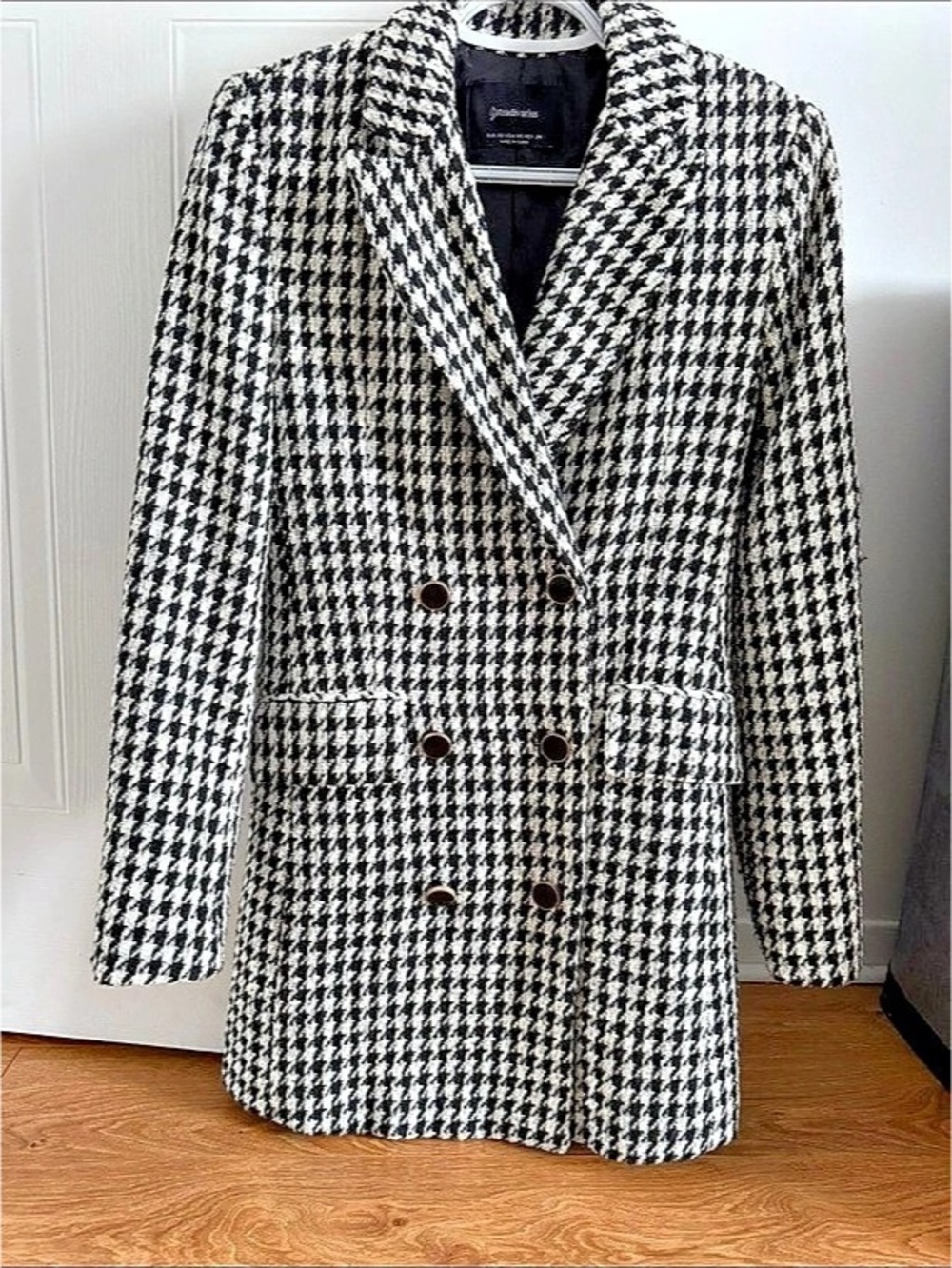Stradivarius Double Breasted Blazer in Black & White Like New